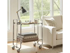 DON HIERRO - Carrito auxiliar plegable BAUHAUS cromado con ruedas – 2 niveles y 4 posiciones-