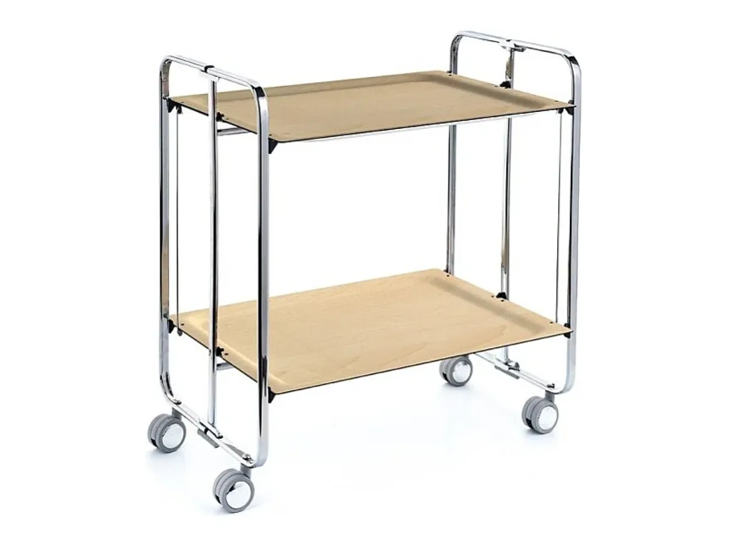 DON HIERRO - Carrito auxiliar plegable BAUHAUS cromado con ruedas – 2 niveles y 4 posiciones-