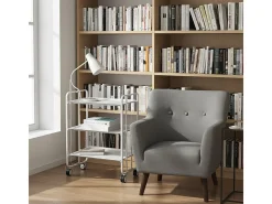 DON HIERRO - Carrito auxiliar plegable BAUHAUS blanco con ruedas – 3 niveles y 3 posiciones-