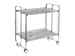 DON HIERRO - Carrito auxiliar plegable BAUHAUS cromado con ruedas – 2 niveles y 4 posiciones-Pino envejecido