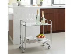 DON HIERRO - Carrito auxiliar plegable BAUHAUS cromado con ruedas – 2 niveles y 4 posiciones-
