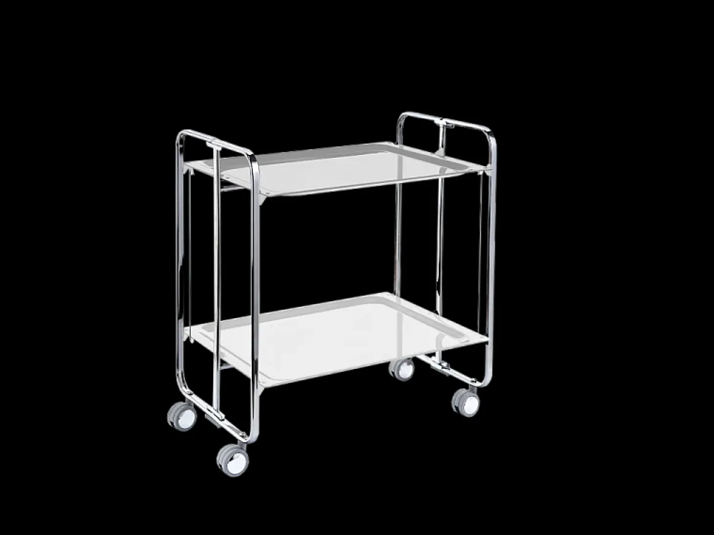 DON HIERRO - Carrito auxiliar plegable BAUHAUS cromado con ruedas – 2 niveles y 4 posiciones-