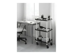 DON HIERRO - Carrito auxiliar LEKY, armazón blanco, 3 estantes. Multifuncional, práctico y decorativo-