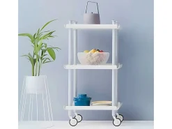 DON HIERRO - Carrito auxiliar LEKY, armazón blanco, 3 estantes. Multifuncional, práctico y decorativo-