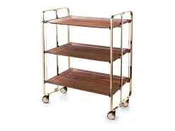 DON HIERRO - Carrito auxiliar plegable BAUHAUS dorado con ruedas – 3 niveles y 3 posiciones-