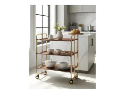 DON HIERRO - Carrito auxiliar plegable BAUHAUS dorado con ruedas – 3 niveles y 3 posiciones-