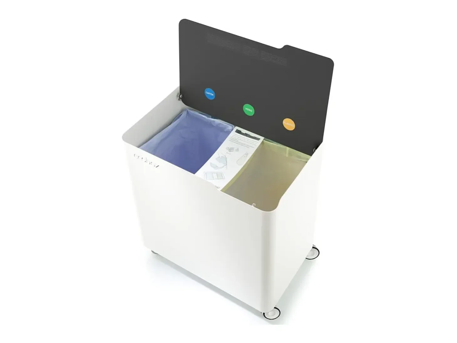 DON HIERRO - Cubo de basura reciclaje ECOBOX, con ruedas y cierre suave, 60 litros-