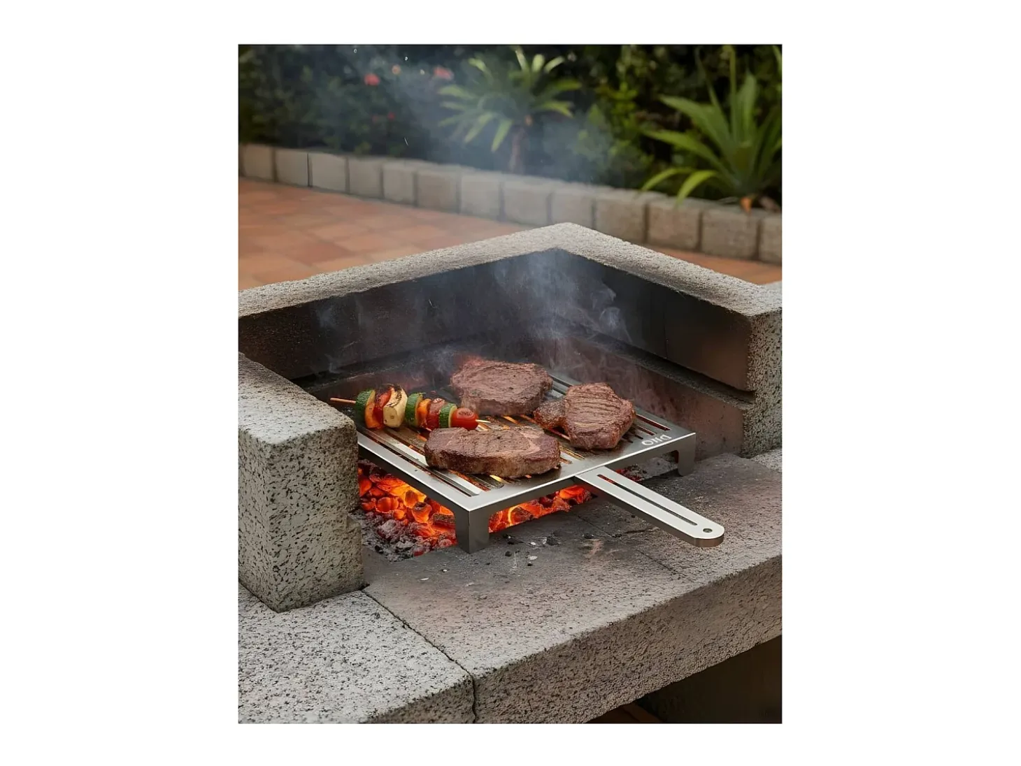 DON HIERRO - Parrilla de acero inoxidable para barbacoa, especial carne, ABRÁSAME, tamaño mediano-