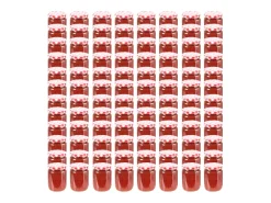 Drew Mason Tarros de mermelada de vidrio tapa blanca y roja 96 uds 230 ml