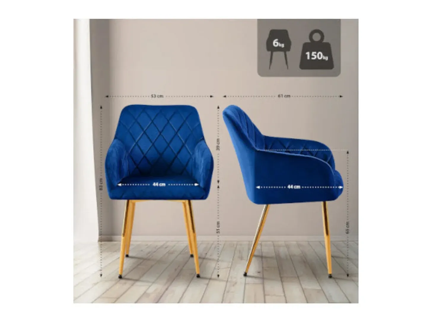 Dudeco Silla Bilbau Gold Azul marino