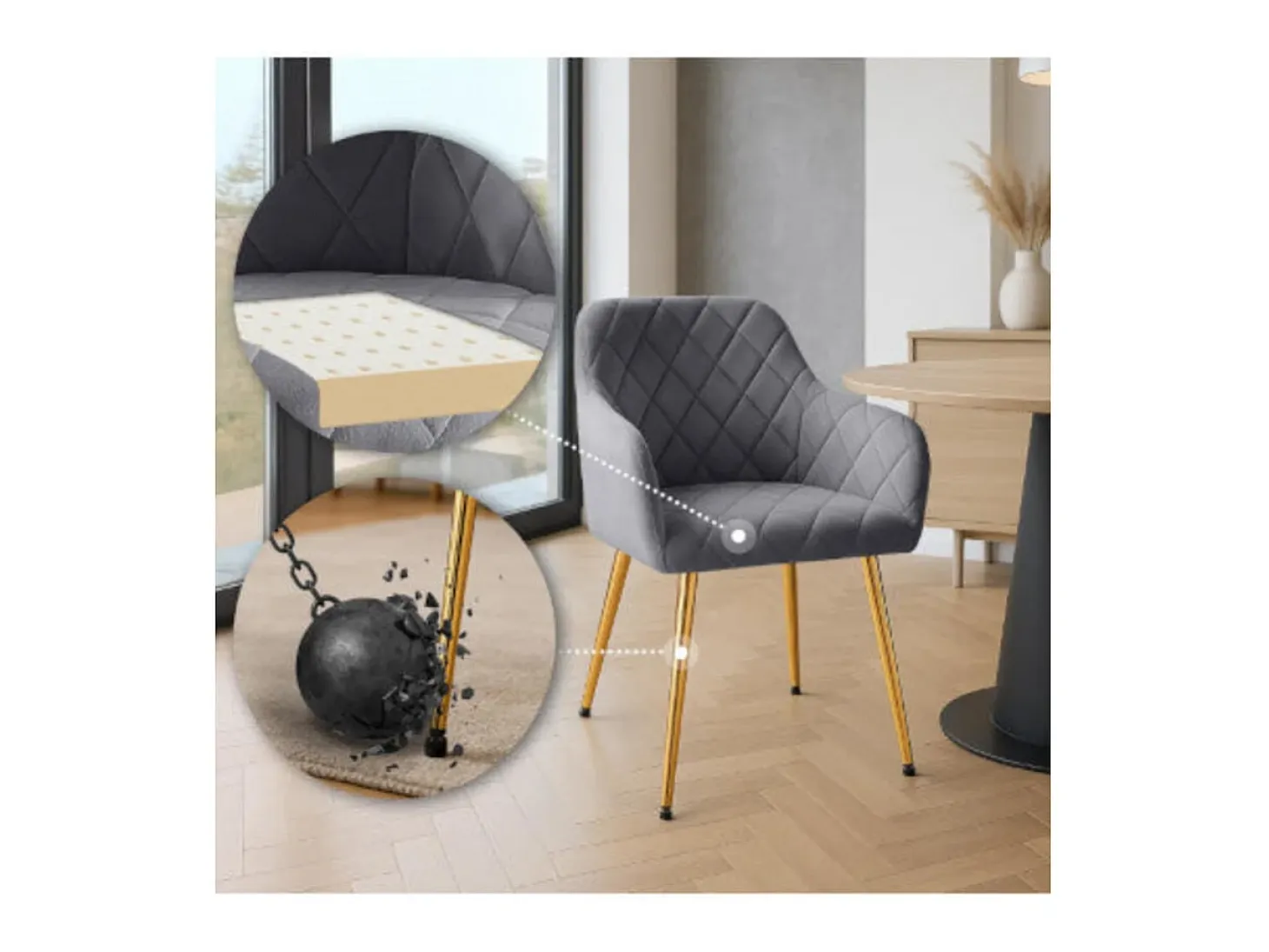 Dudeco Silla Bilbau Gold Gris oscuro