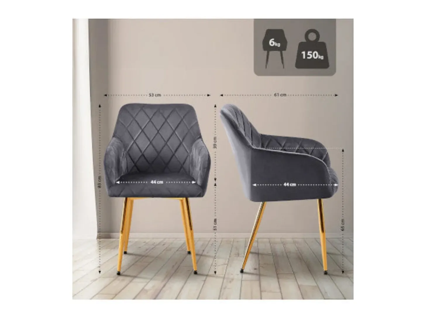 Dudeco Silla Bilbau Gold Gris oscuro