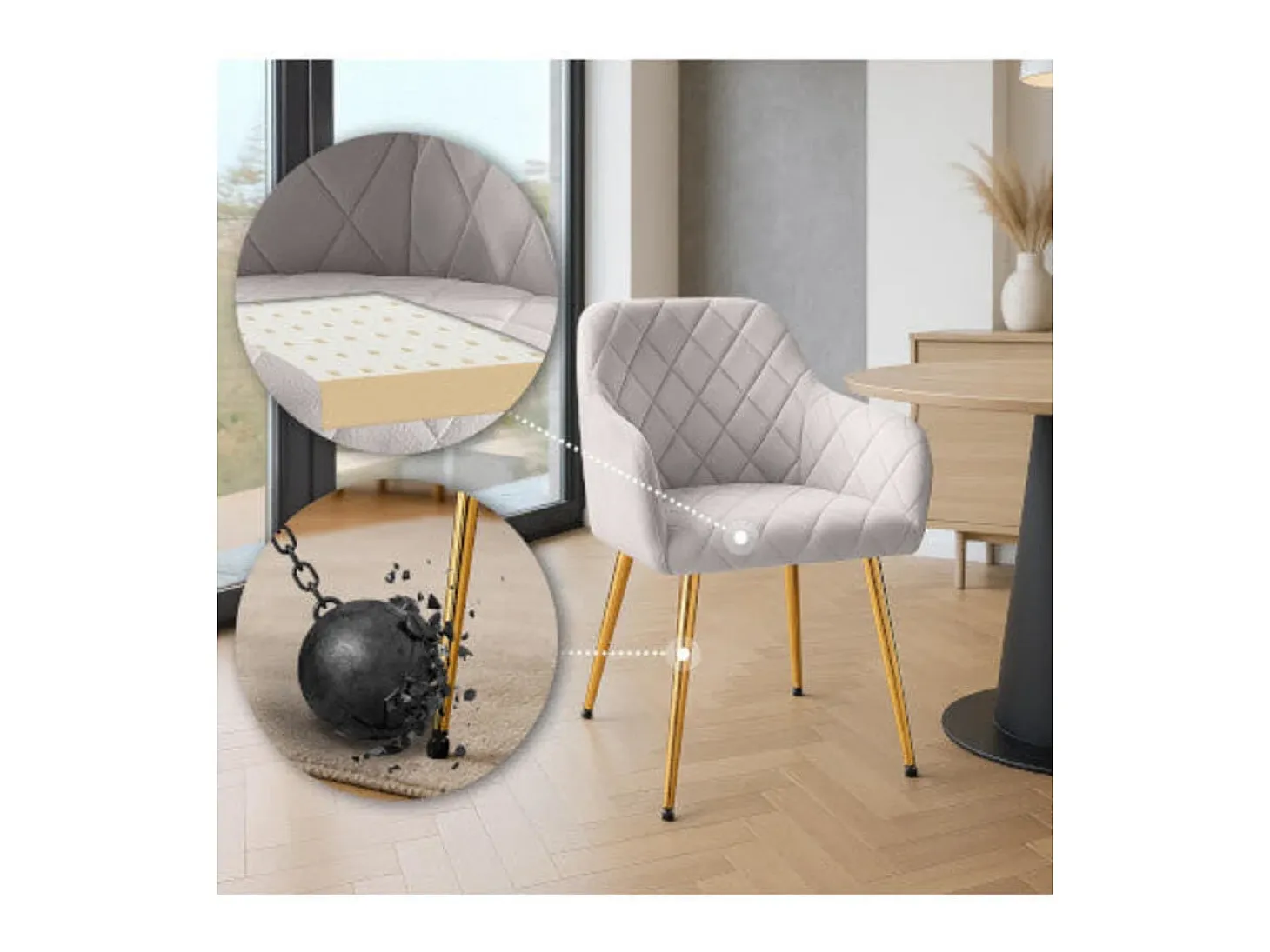 Dudeco Silla Bilbau Gold Gris claro