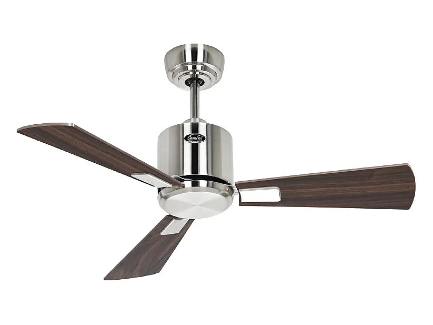 eco neo III 92 ventilador wifi sin luz, cuerpo de acero cepillado, aspas de cerezo y nogal, casafan