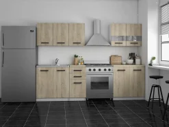 ELIF - Cocina completa modular + lineal L - 200cm 6 pzs - encimera incluida - juego de muebles de cocina