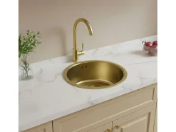 Essenox fregadero 1 cubeta redonda en acero inoxidable 42.5cm oro cepillado Essebagno