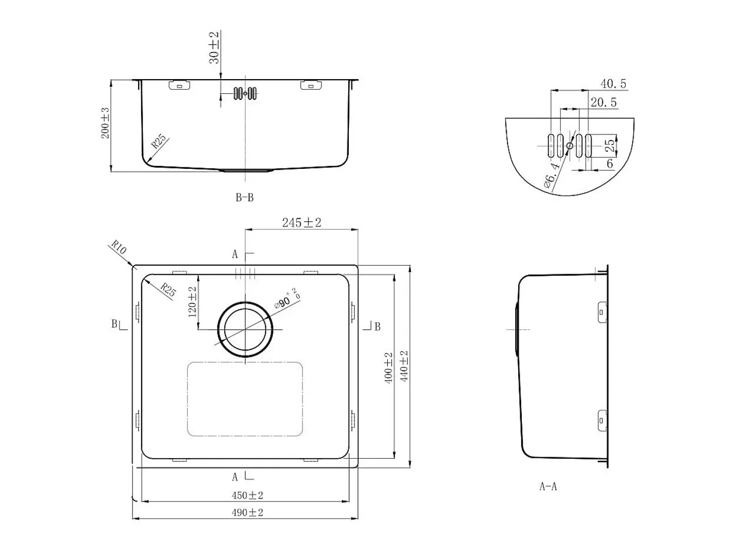 Essenox fregadero 1 cubeta 49x44 en acero inoxidable Essebagno