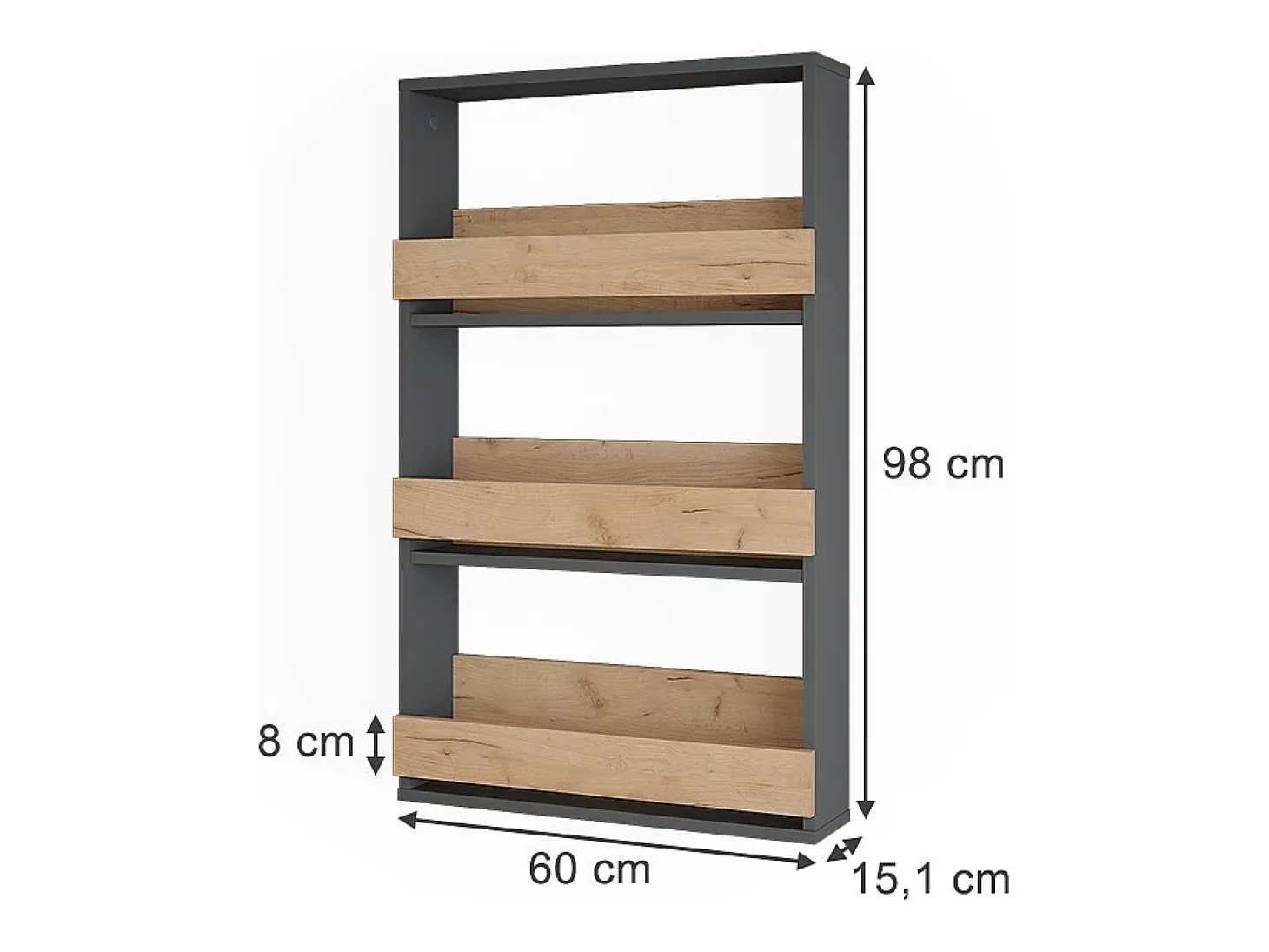 Estante para copas de vino oro power roble/antracita 60x15.1x98 repose