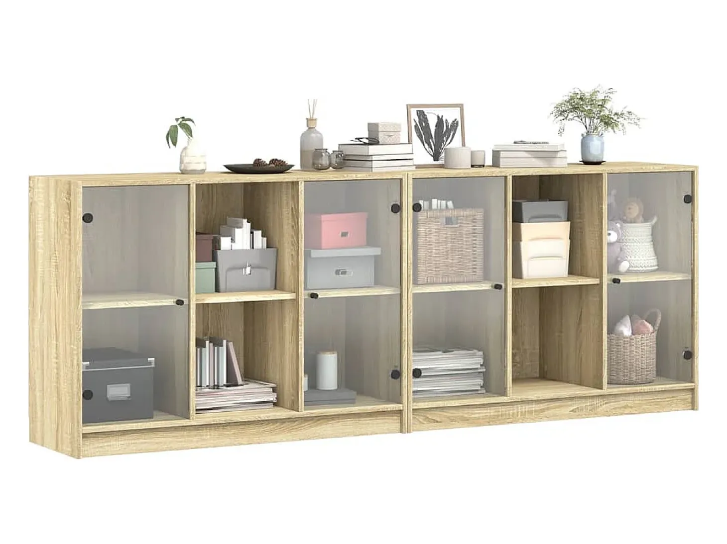 Estantería con puertas madera roble Sonoma 204x37x75 cm