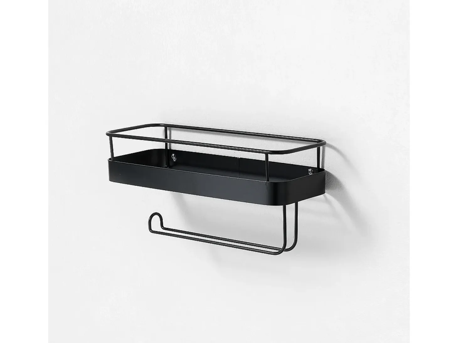 Estantería de metal con portarrollos de cocina Toon - Negro