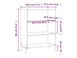 Estantería madera de ingeniería negro 69,5x32,5x90 cm
