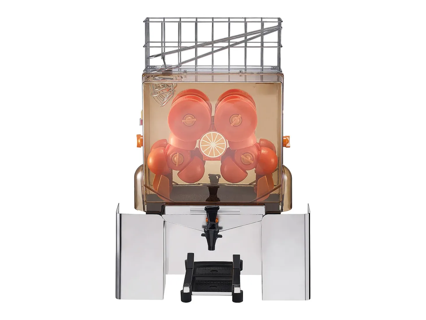 Exprimidor de Jugo de Naranja SucceBuy Comercial 120 W con Extractor de Jugo de Naranja y Grifo de Agua, Exprime 20 Naranjas/Minuto, Tapa de PC