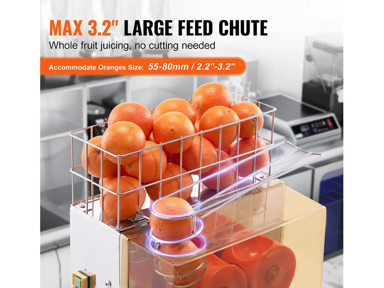 Exprimidor de Jugo de Naranja SucceBuy Comercial 120 W con Extractor de Jugo de Naranja y Grifo de Agua, Exprime 20 Naranjas/Minuto, Tapa de PC