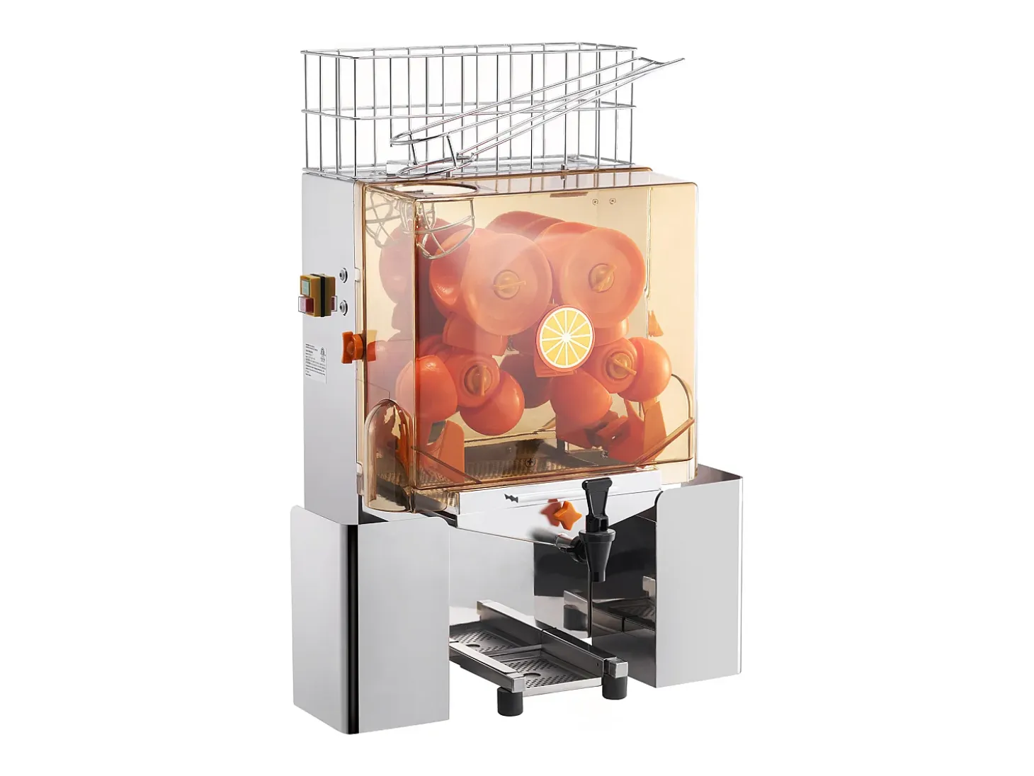 Exprimidor de Jugo de Naranja SucceBuy Comercial 120 W con Extractor de Jugo de Naranja y Grifo de Agua, Exprime 20 Naranjas/Minuto, Tapa de PC