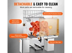 Exprimidor de Jugo de Naranja SucceBuy Comercial 120 W con Extractor de Jugo de Naranja y Grifo de Agua, Exprime 20 Naranjas/Minuto, Tapa de PC