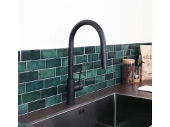 Foga Mezclador de fregadero con teleducha extraíble en negro mate Essebagno