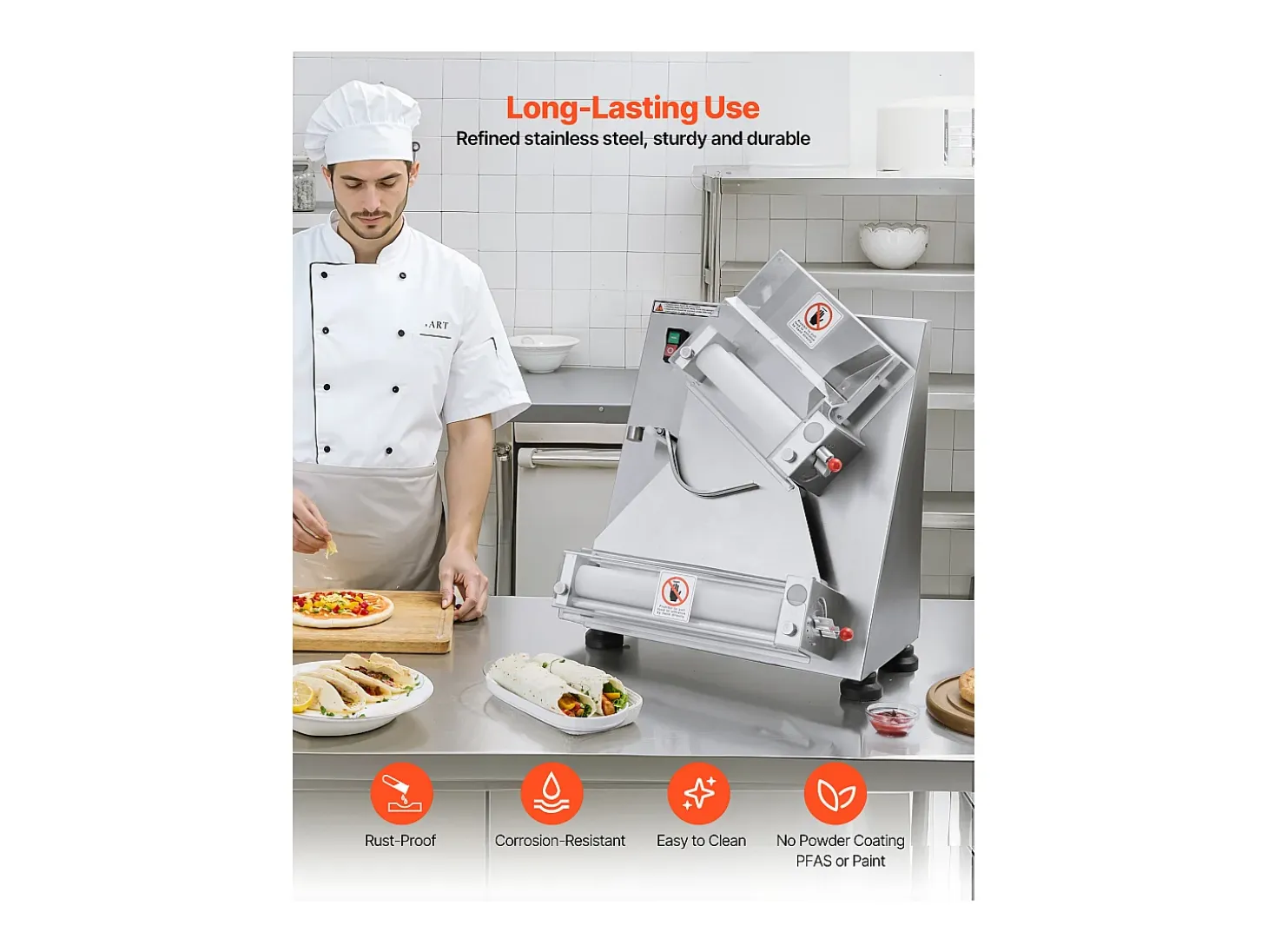 Formadora de Pizzas SucceBuy, 7,6 a 35,5 cm, Prensa de Masa Eléctrica Comercial 370 W, 260 Hojas por Hora, Laminador de Masa para Pizza Automático