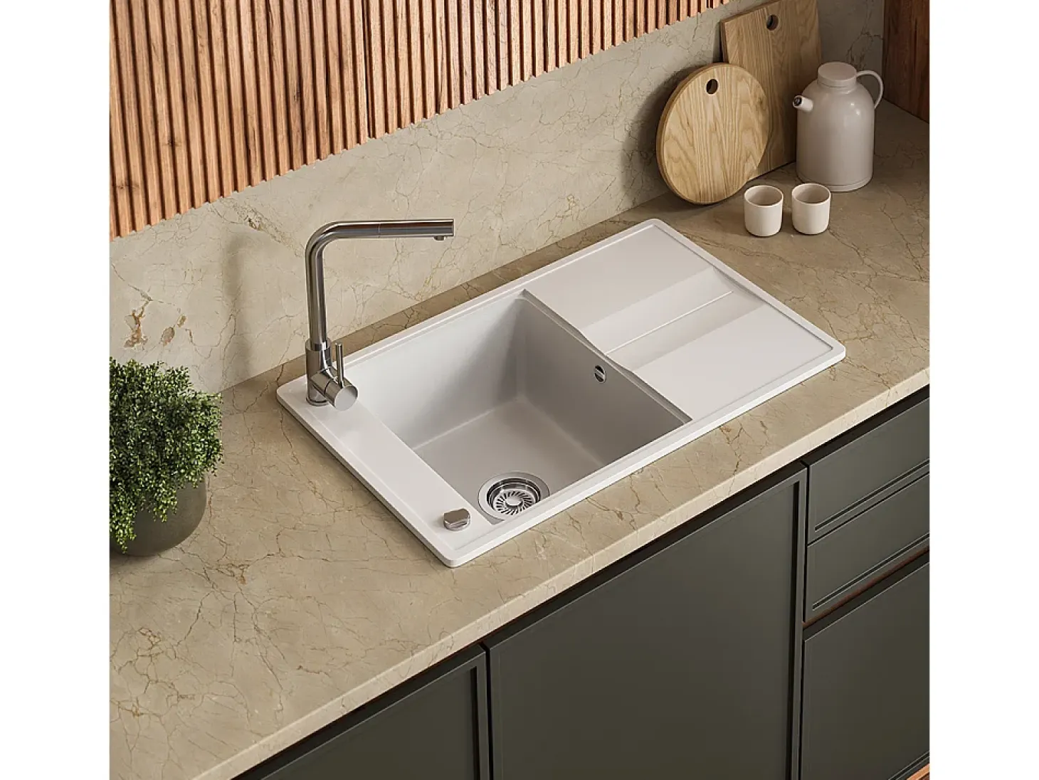Fregadero blanco 78x50x20 kyoto