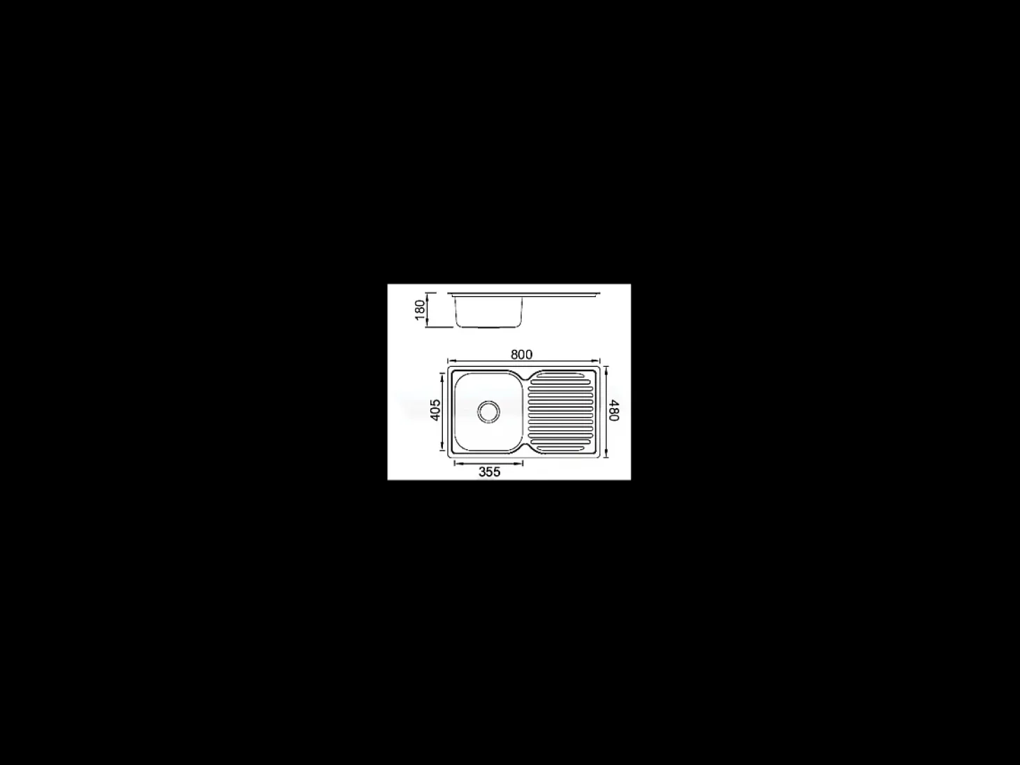 Fregadero con escurridor a la izquierda con orificio grifo, 18 cm(alto)80 cm(ancho)40 cm(l
