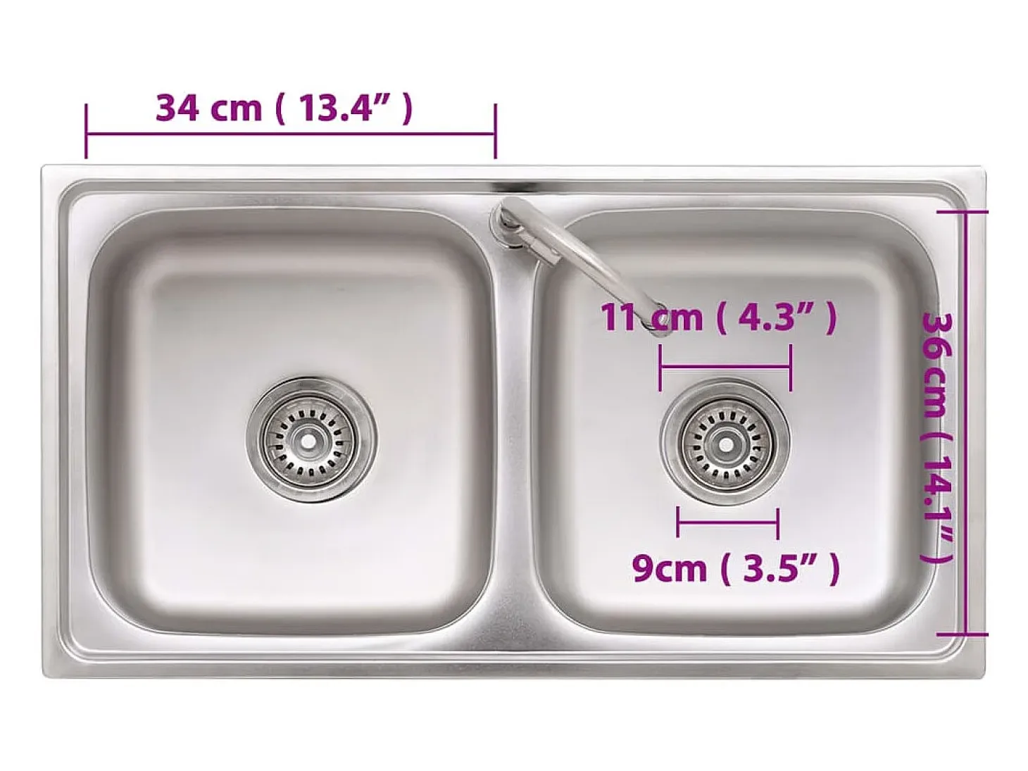 Fregadero de camping doble con grifo de acero inoxidable