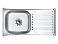 Fregadero de cocina con colador y sifón de acero inoxidable