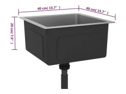 Fregadero de cocina de acero inoxidable negro hecho a mano