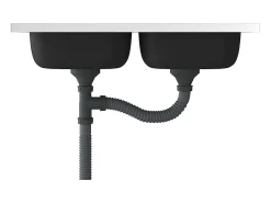 Fregadero de cocina de doble seno plateado de acero inoxidable de 800x500x155 mm.