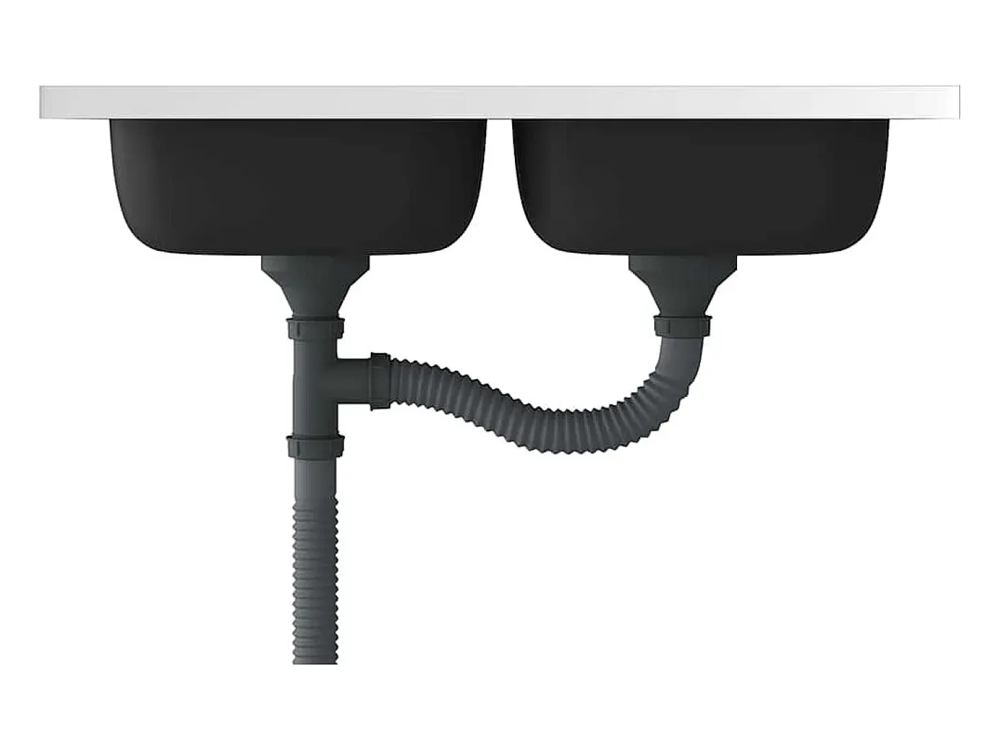 Fregadero de cocina de doble seno plateado de acero inoxidable de 800x500x155 mm.