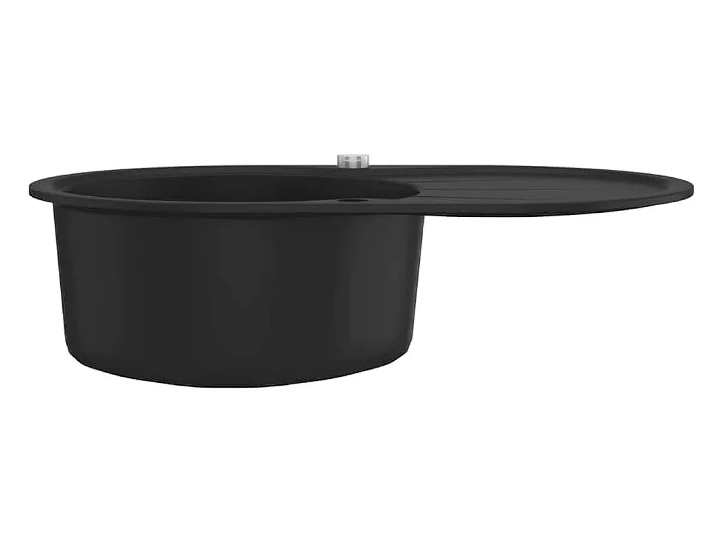 Fregadero de cocina de granito de un seno ovalado negro