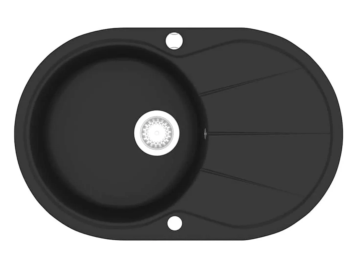 Fregadero de cocina de granito de un seno ovalado negro