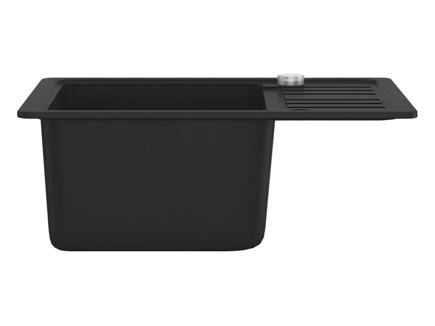 Fregadero de cocina de granito negro de un solo tazón