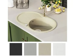 Fregadero de cocina de granito con un seno ovalado beige ES139553