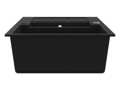 Fregadero de cocina de granito negro de dos senos