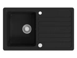 Fregadero de cocina de granito con escurridor reversible Negro