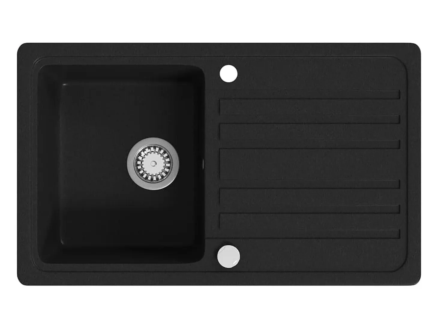 Fregadero de cocina de granito con escurridor reversible Negro