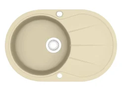 Fregadero de cocina de granito individual ovalado beige
