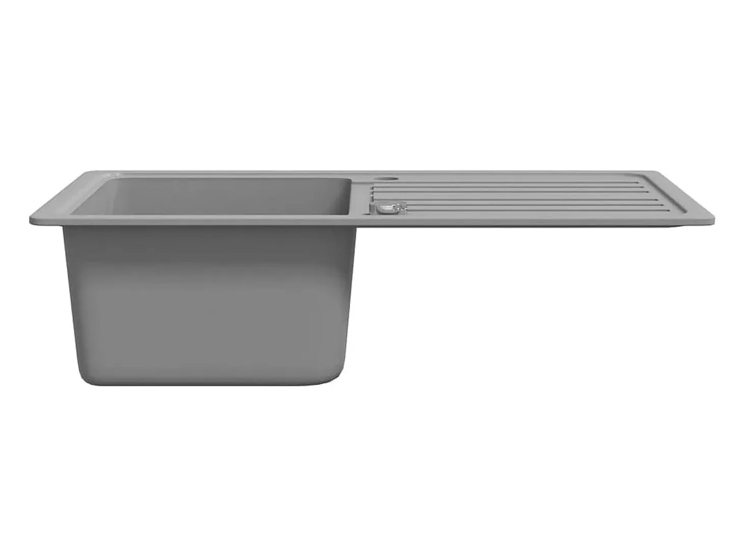 Fregadero de cocina de granito con escurridor reversible Gris