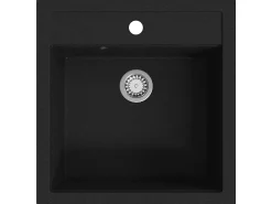 Fregadero de cocina de granito negro de un solo tazón