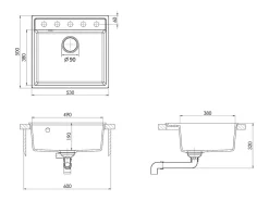 Fregadero de cocina de granito beige con orificio de rebose