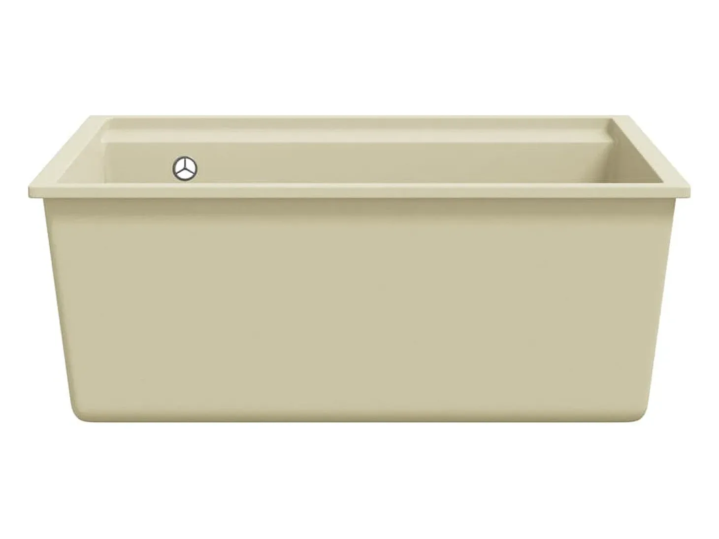 Fregadero de cocina de granito beige con orificio de rebose